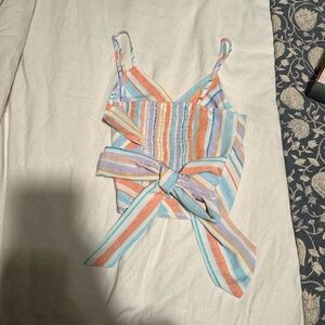 Striped Multicolor Tie-Front Top